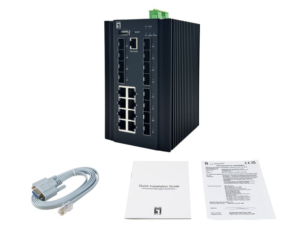 LevelOne Switch 20x GE IGU-2072 8x 1GbE,8x 2.5GbE SFP zwart