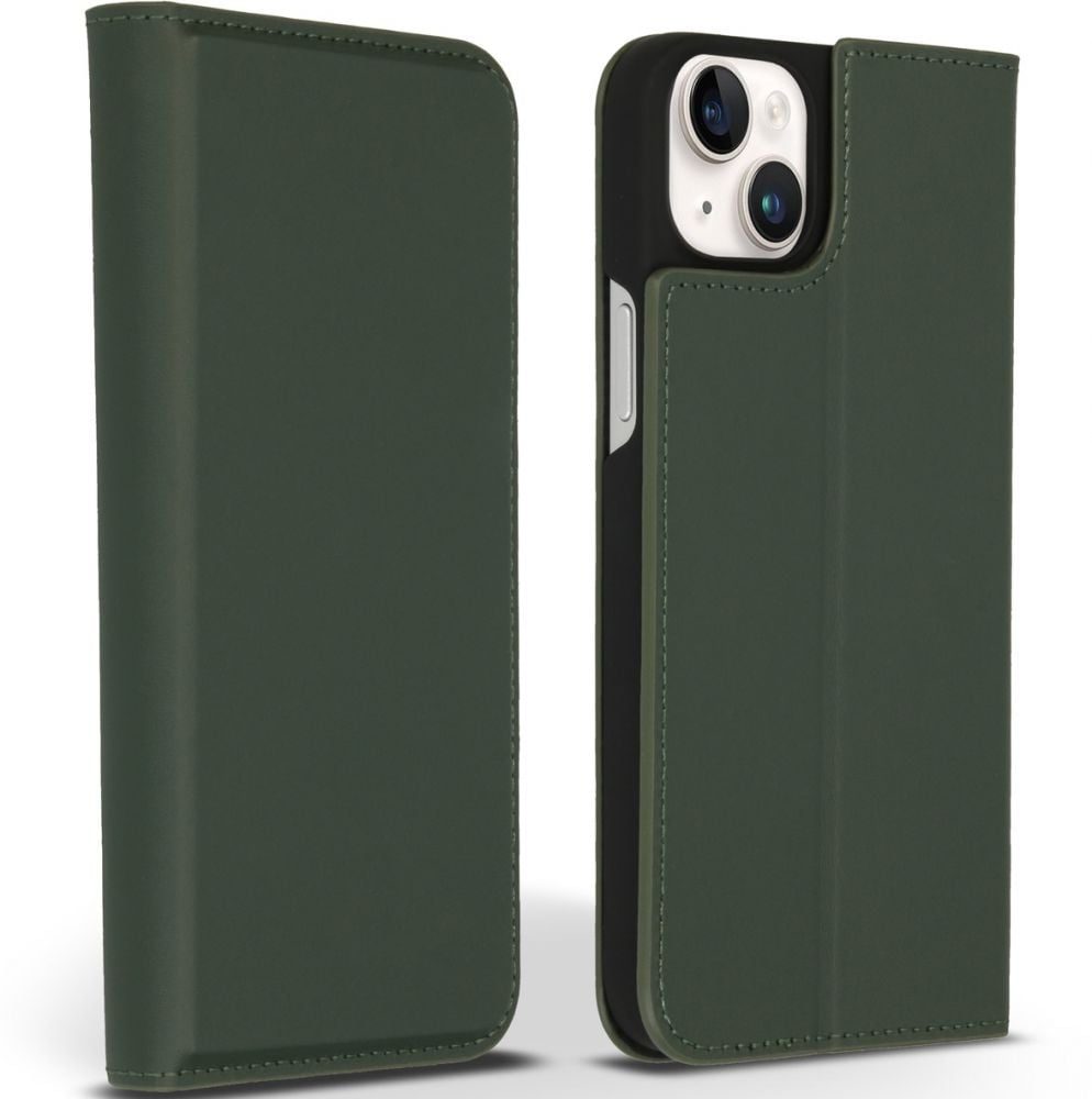 Accezz Premium Leather Slim Bookcase iPhone 14 Plus - Groen