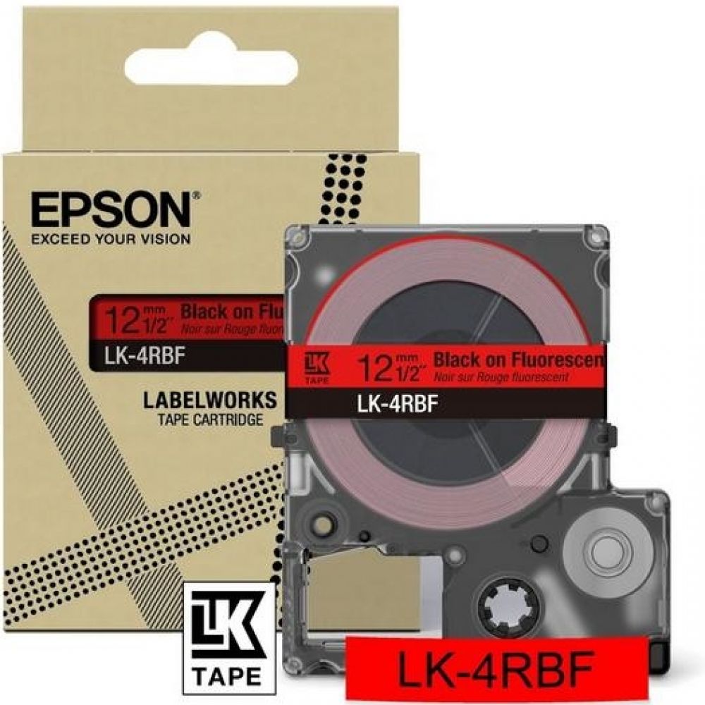EPSON Epson LabelWorks LK-4RBF - Zwart met fluorescerend rood