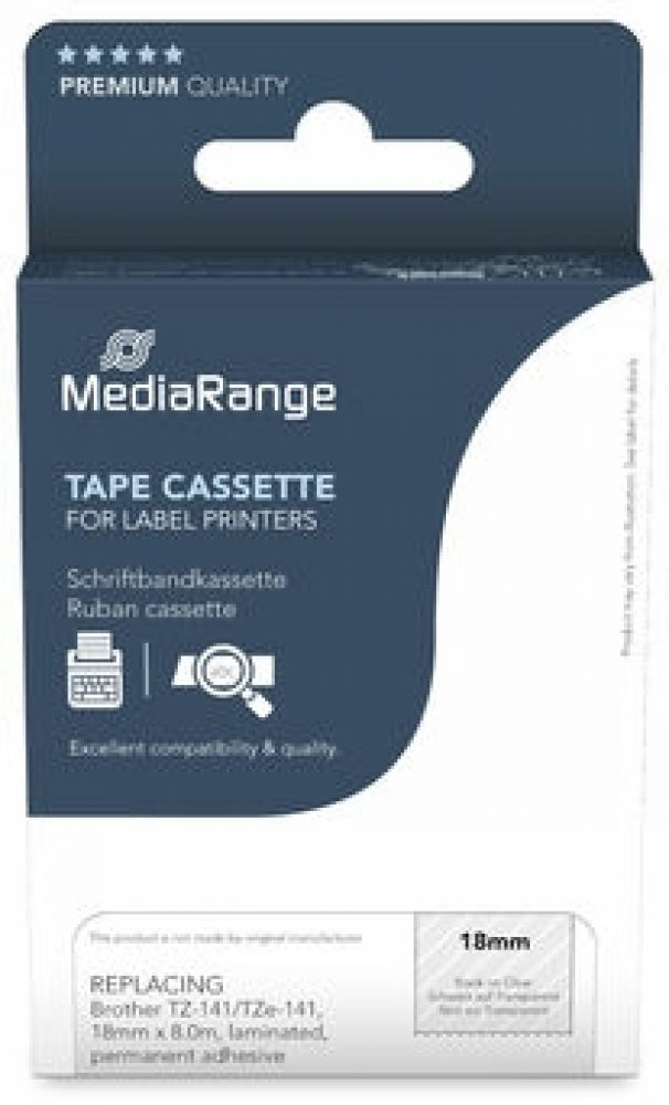 MediaRange Schriftbandka. Brother TZ-141/TZe-141 18mm 8m zwart