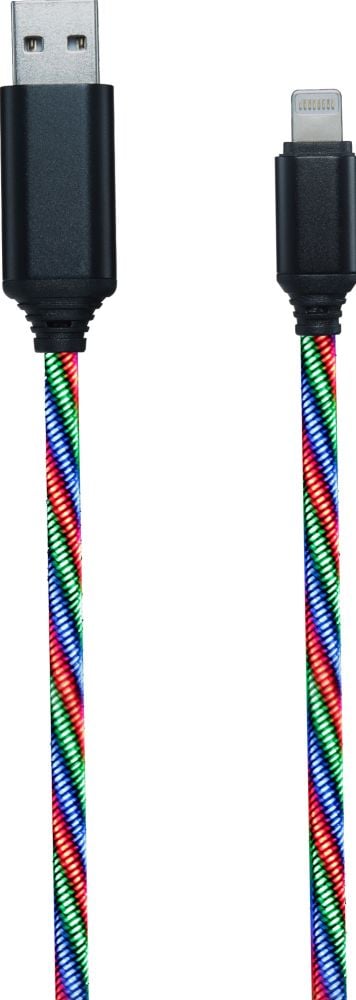 2GO USB oplaadkabel "Tricolor"-m.LED-Beleuchtung-100cm lightn