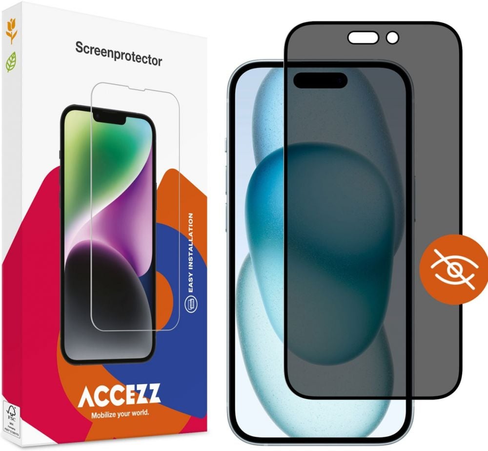 ACCEZZ Accezz Gehard Glas Privacy Screenprotector iPhone 14 Pro Max / 15 Plus / 16 Plus