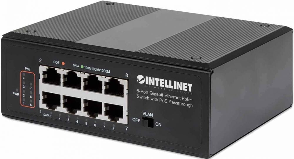 INTELLINET 8-Port PoE+ Gigabit Switch mit PoE-Passthrough