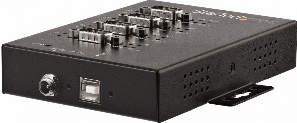 StarTech.com 4 Port Seriële USB Hub naar RS-232422485 Adapter, Industriële USB 2.0 naar DB9 Serial Converter Hub, IP30 Rated, Din Rail Monteerbaar,