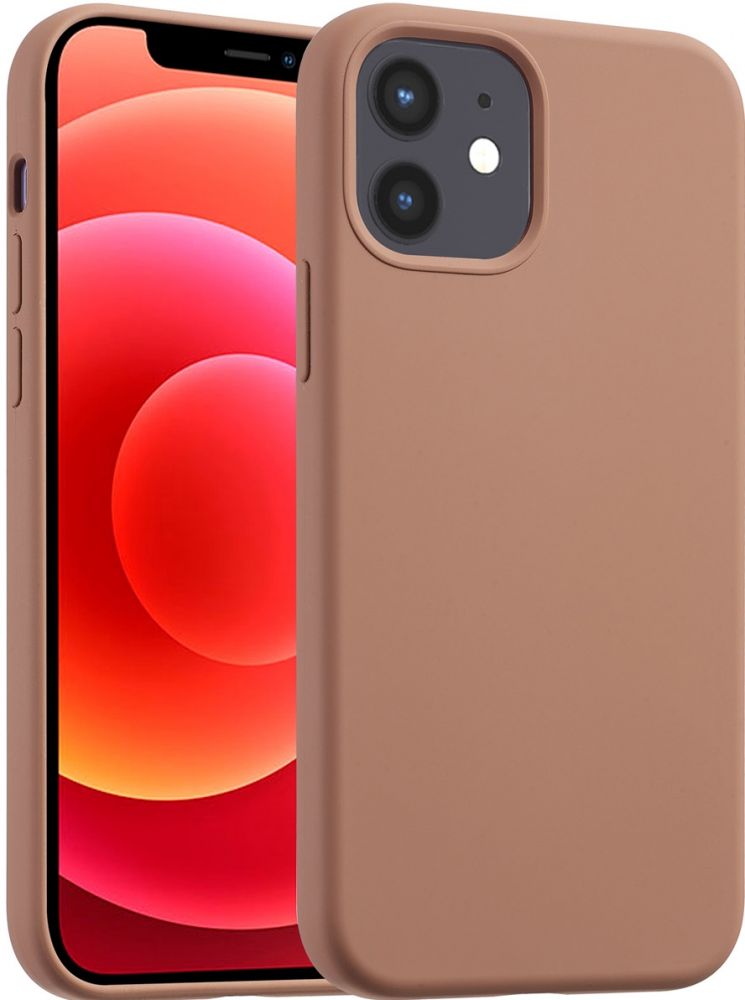 Accezz Liquid Silicone Backcover met MagSafe iPhone 12 (Pro) - Light Brown