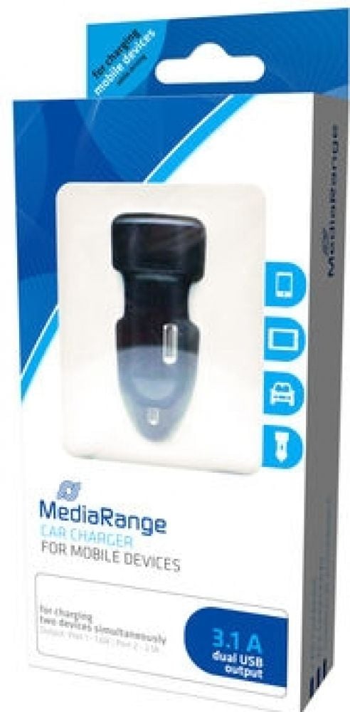 MediaRange Kfz-Ladegerät 2 USB Ausgänge 3.4A schwarz/silber