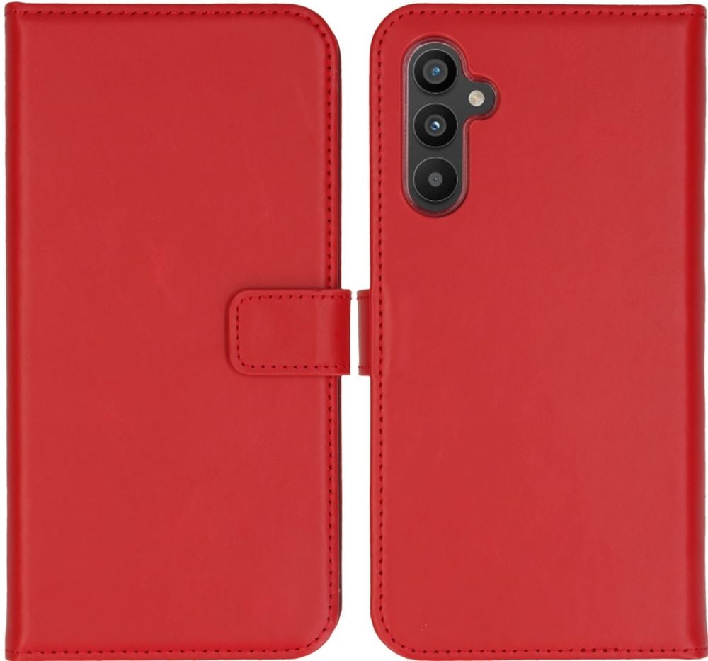 Selencia Echt Lederen Bookcase Samsung Galaxy A34 (5G) - Rood