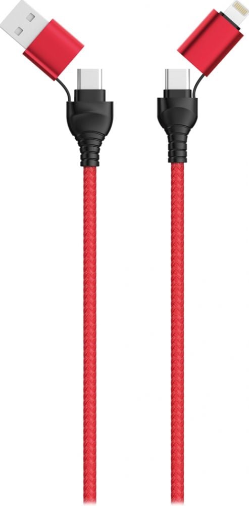 2GO USB / Type C Datenkabel 4in1 rot 120cm