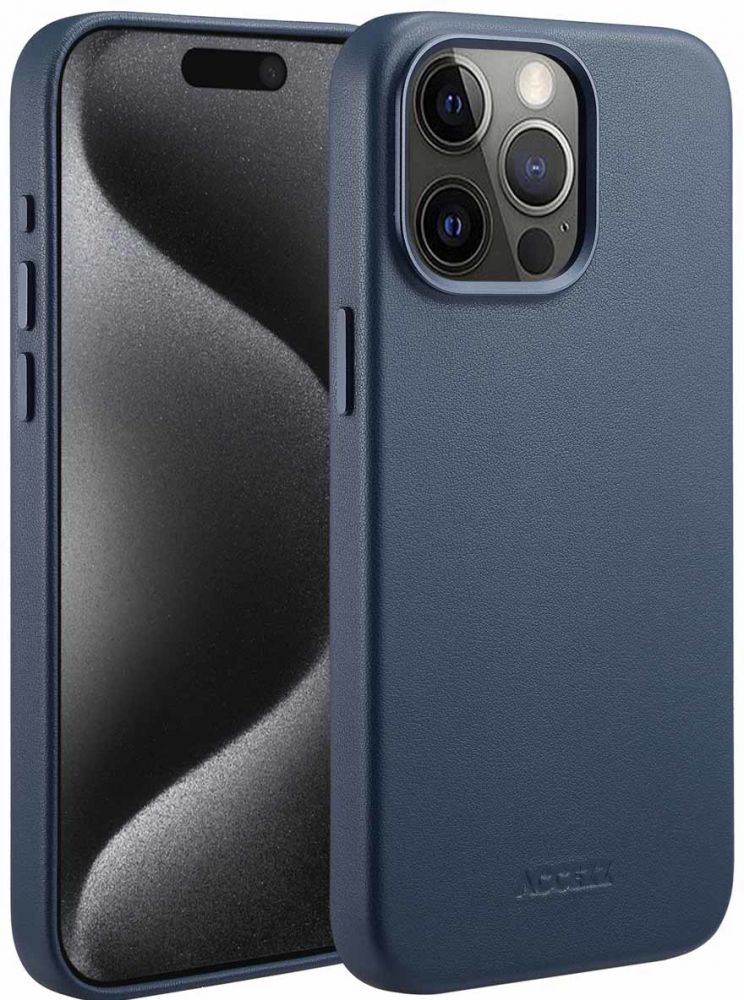 Accezz MagSafe Leather Backcover iPhone 15 Pro Max - Nightfall Blue