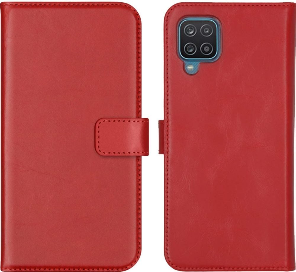 Selencia Echt Lederen Bookcase Samsung Galaxy A12 - Rood
