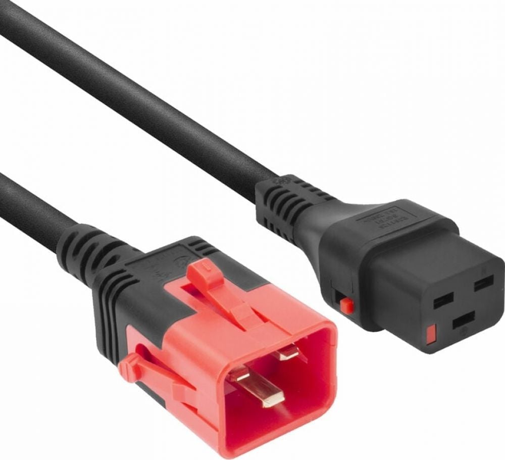 POWERCORD C19L-C20DL BK 1.0M. 1 stk