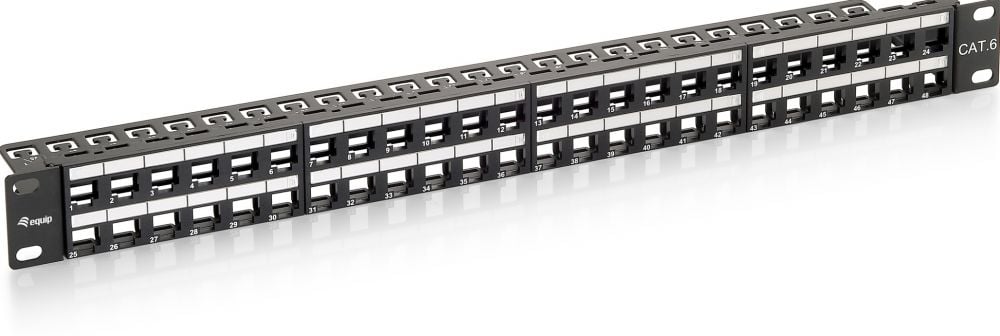 Equip 769248 Cat.6 Panel 1U for 48 Keystone Jacks, unshielded, black