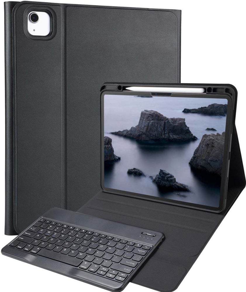 Accezz QWERTZ Bluetooth Keyboard Bookcase iPad Air 13 inch (2024) M2 - Zwart