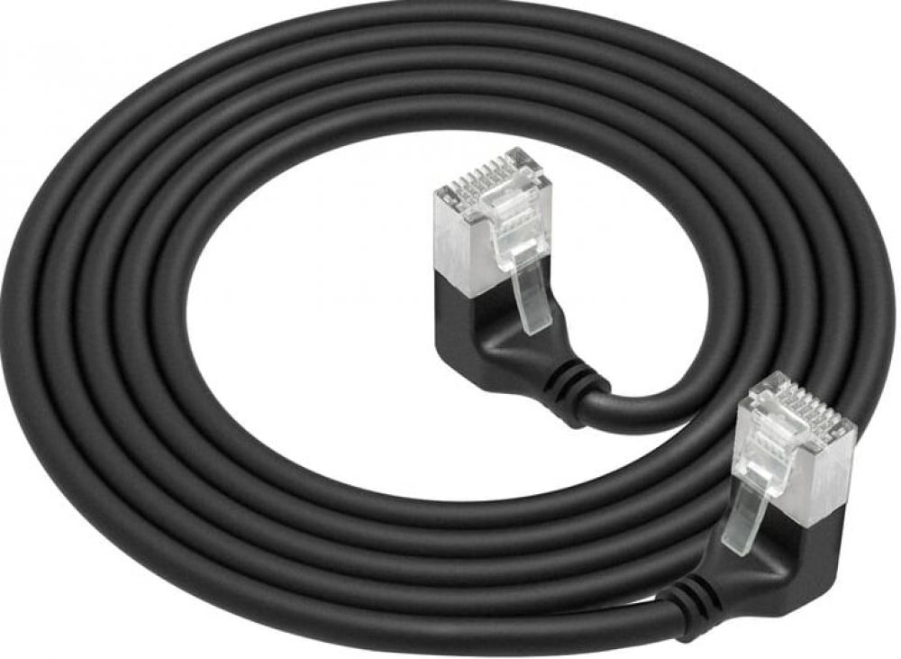 CAT6A UFTP SL D/D-ANG BK 1.00M. 1 stk