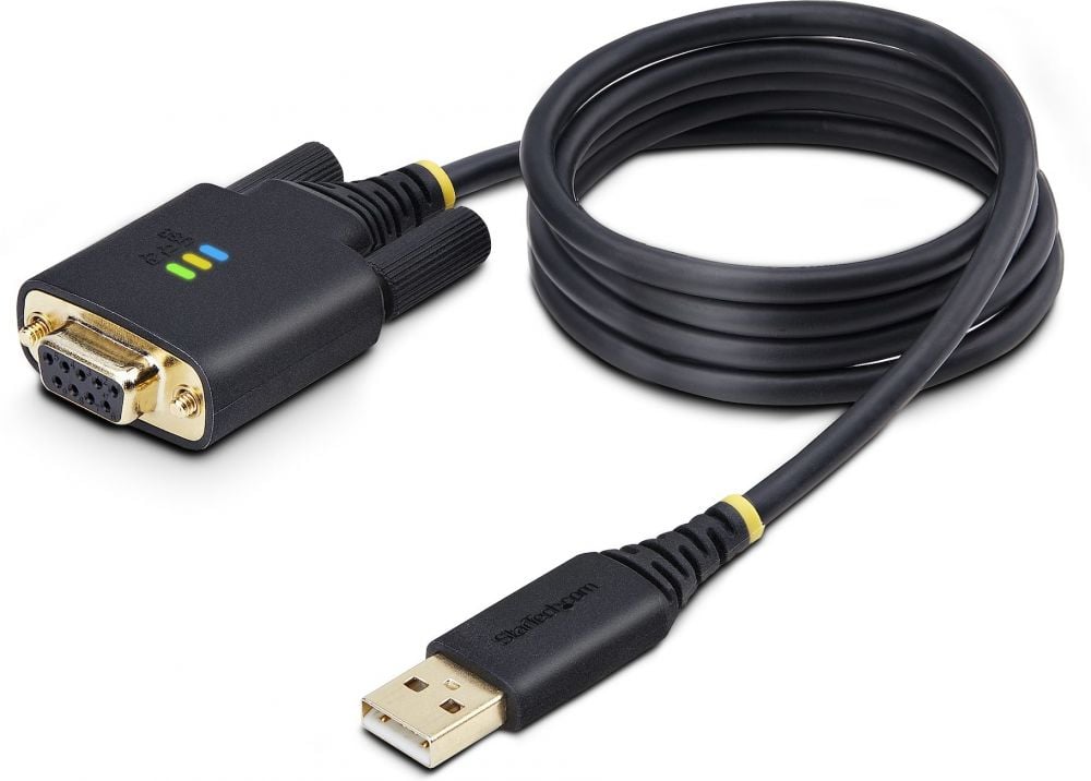 StarTech.com 3ft (1m) USB to Null Modem Serial Adapter Cable, Interchangeable DB9 ScrewsNuts, COM Retention, USB-A to RS232, FTDI, Level-4 ESD