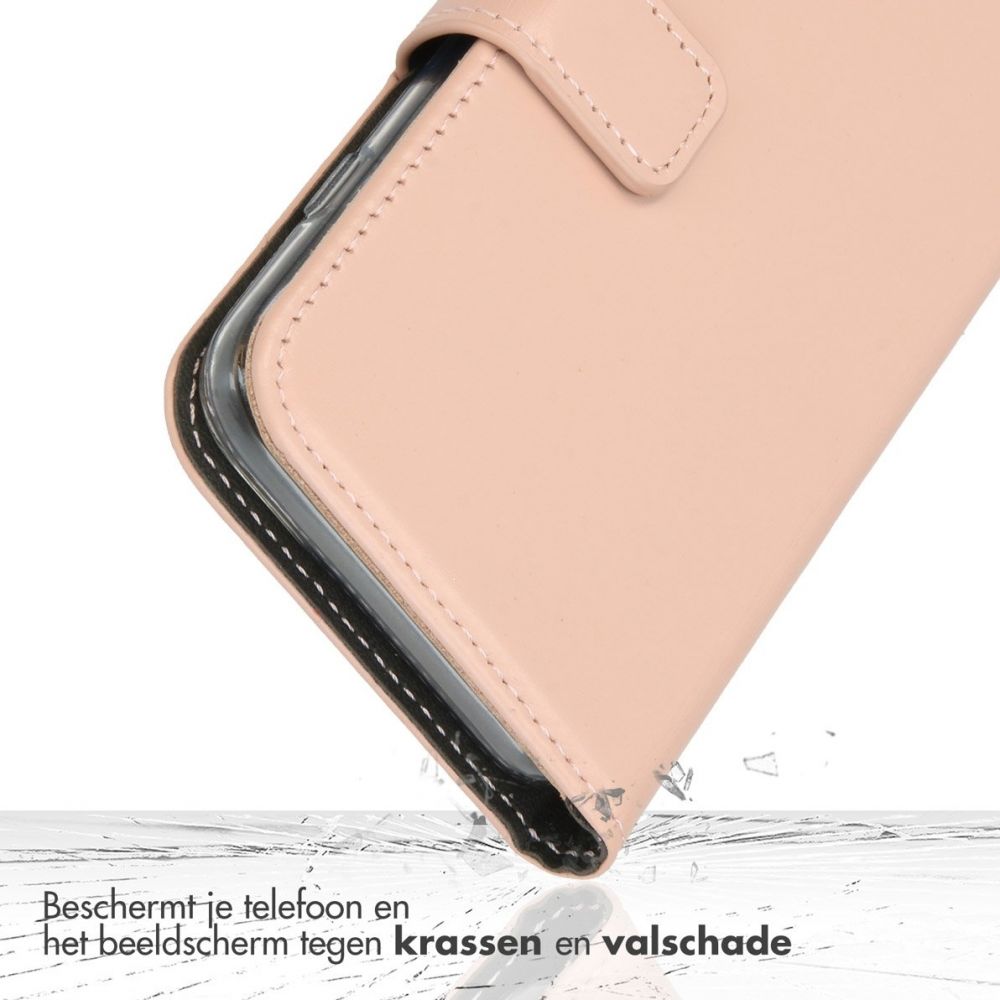 Selencia Echt Lederen Bookcase iPhone SE 4 - Dusty Pink