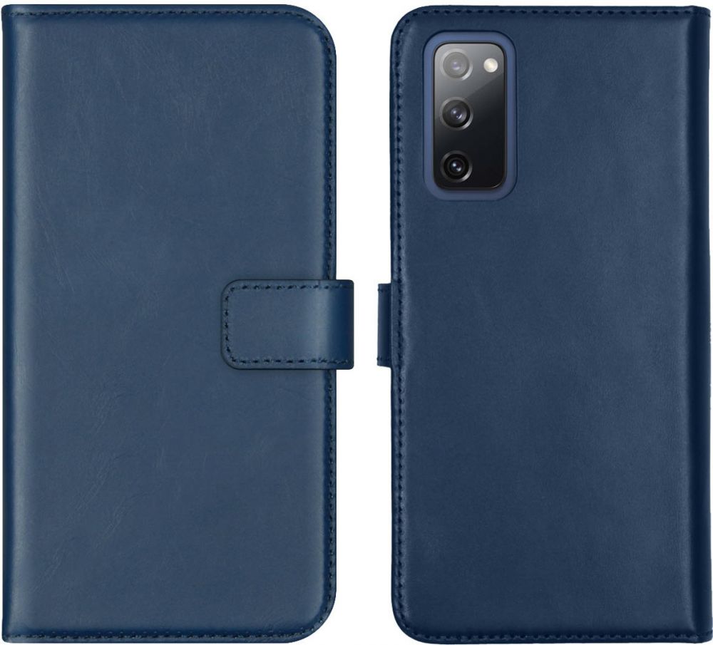 Selencia Echt Lederen Bookcase Samsung Galaxy S20 FE - Blauw