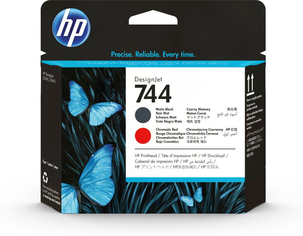 HP 744 - Zwart, chroomrood