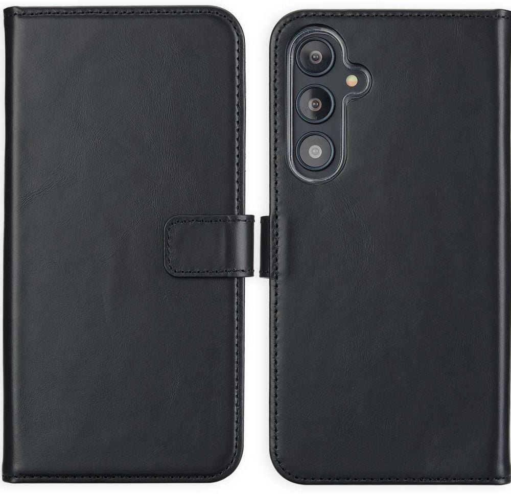 Selencia Echt Lederen Bookcase Samsung Galaxy S24 FE - Zwart
