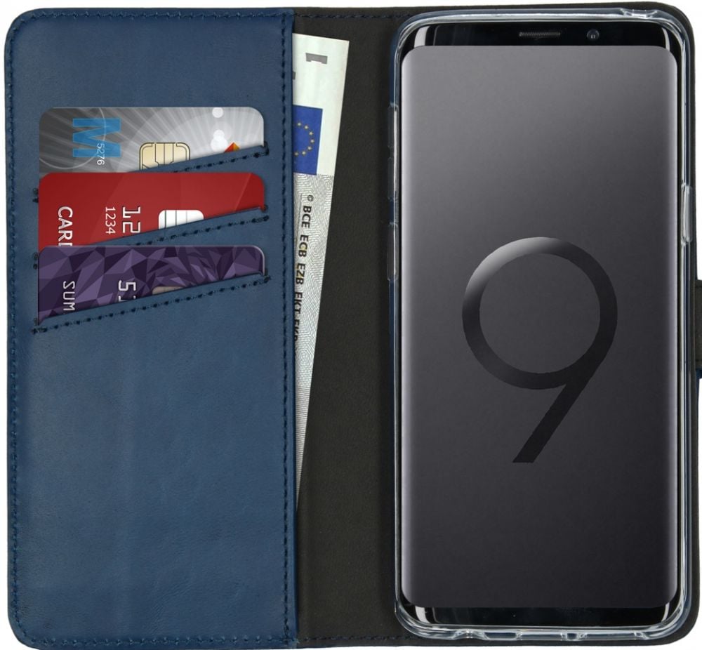 Selencia Echt Lederen Bookcase Samsung Galaxy S9 - Blauw