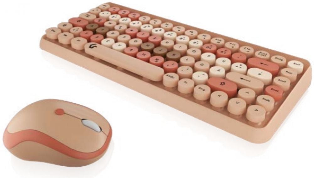 KeySonic Desktop-Set KSKM-5200M-RF (DE) Wireless sand/creme