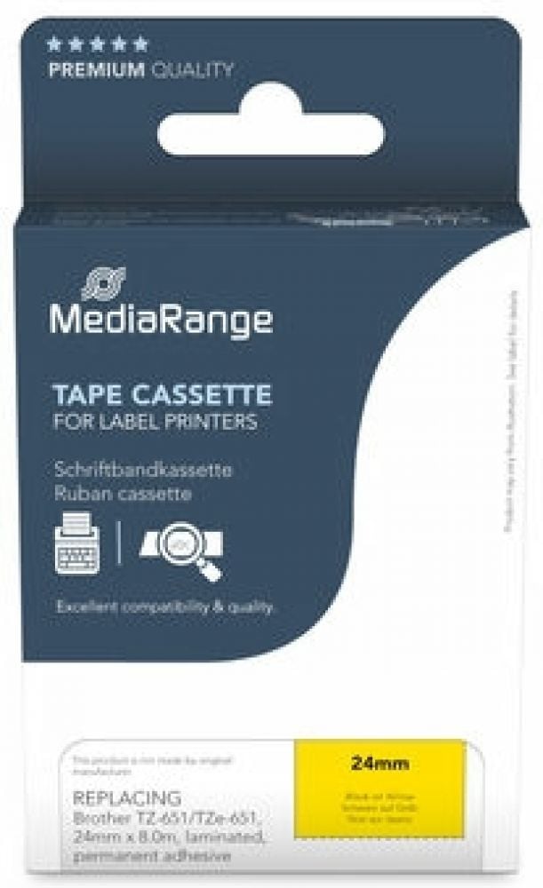 MediaRange Schriftbandka. Brother TZ-651/TZe-651 24mm 8m zwart