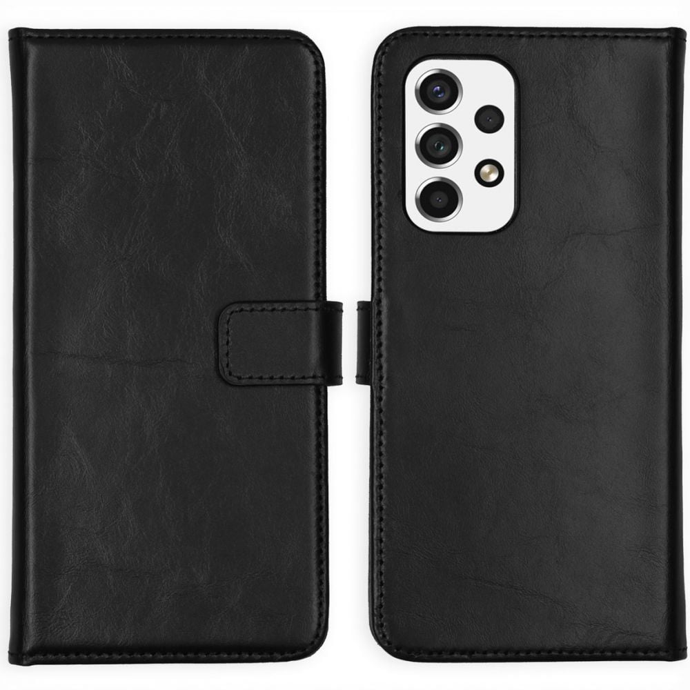 Selencia Echt Lederen Bookcase Samsung Galaxy A53 - Zwart