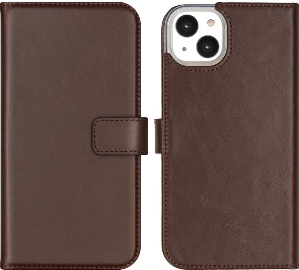 Selencia Echt Lederen Bookcase iPhone 14 Plus - Bruin