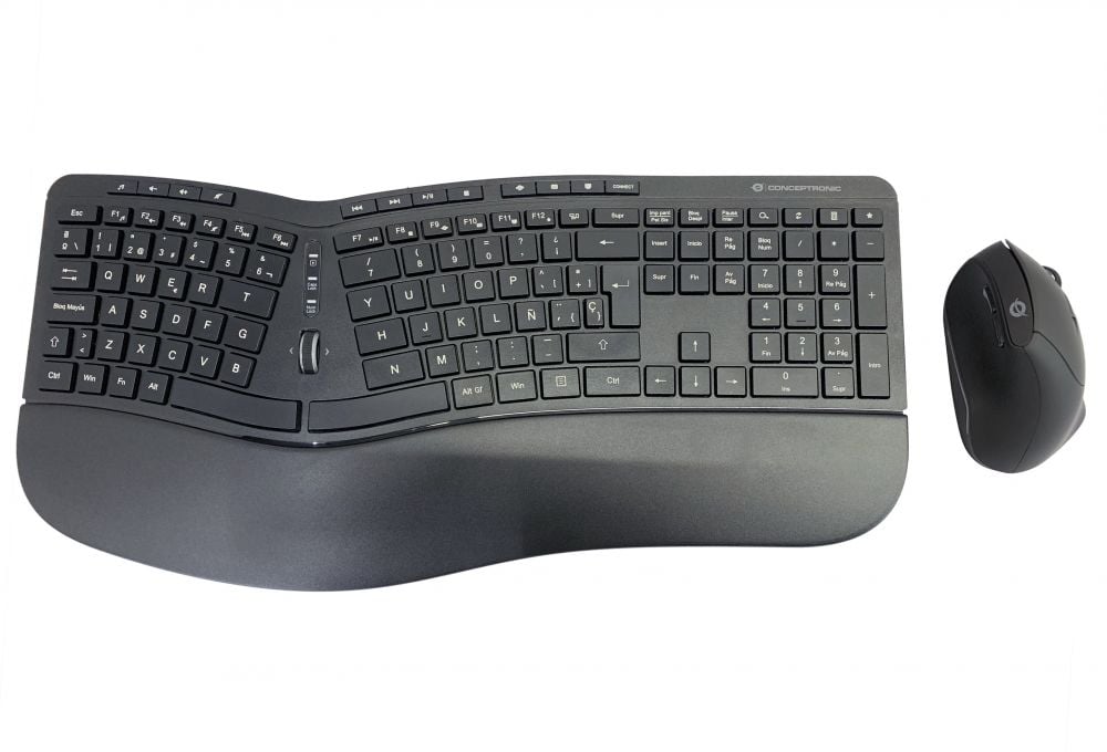 CONCEPTRONIC Wireless Keyboard+Mouse,ergo,Layout spaans zwart