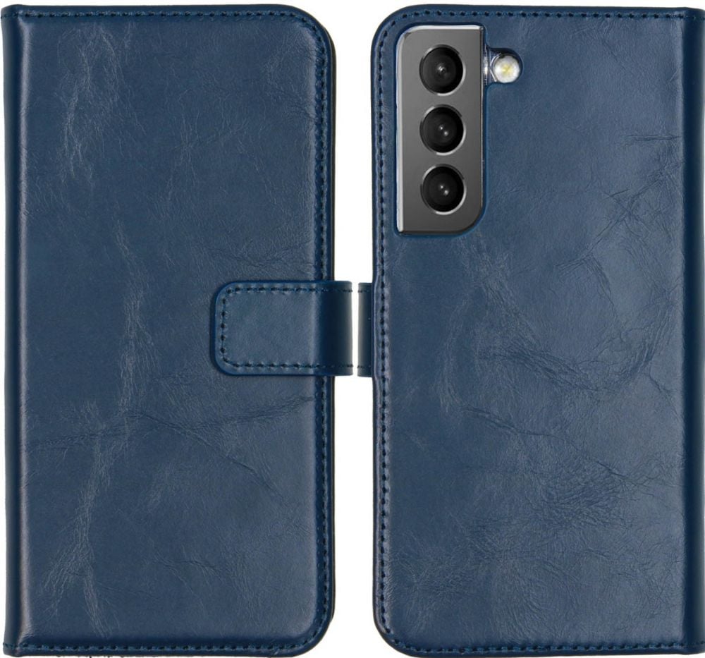 Selencia Echt Lederen Bookcase Samsung Galaxy S22 - Blauw