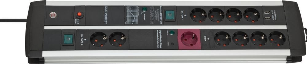 stekker omlijsting stekkerdoos PPL Duo 11fach 3m 2xUSB