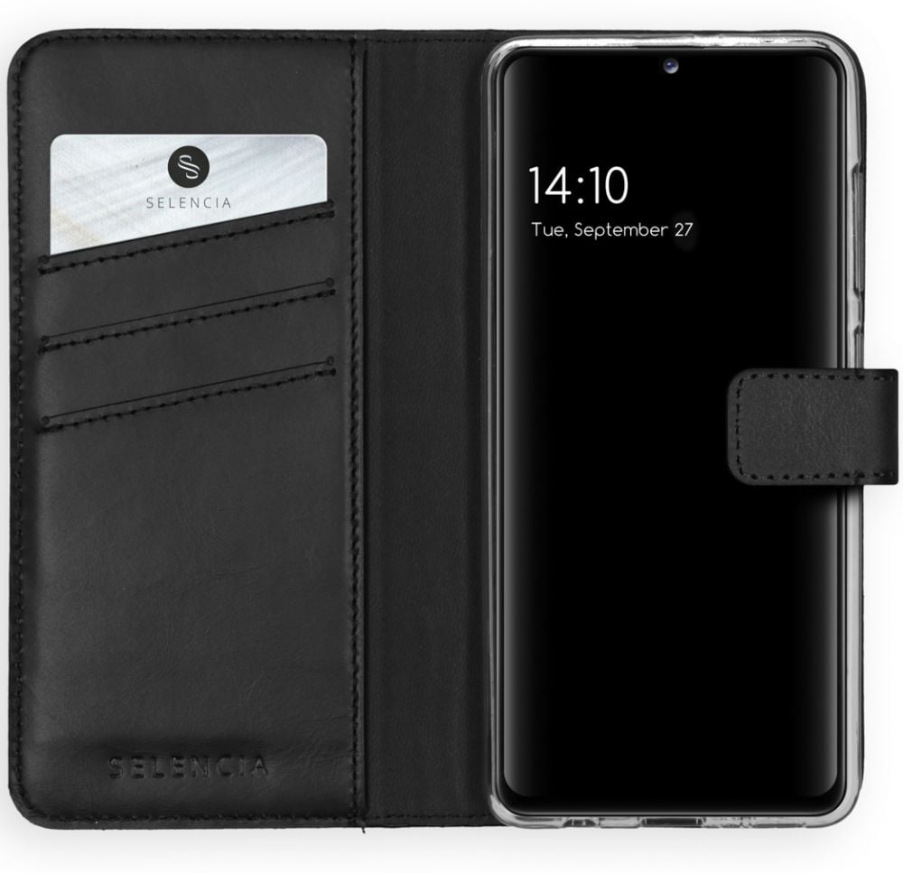 Selencia Echt Lederen Bookcase Samsung Galaxy A41 - Zwart