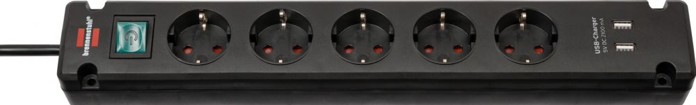 BRENNENSTUHL Brenn Bremounta 5x Steck 2x USB bk