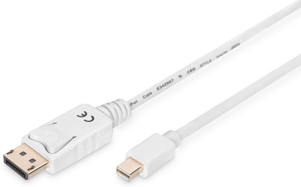 Digitus AK-340102-020-W, 2 m, Mini DisplayPort, DisplayPort, Mannelijk, Mannelijk, Wit