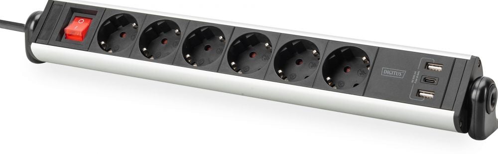 DIGITUS 6-lade Office-stekker omlijsting met 3xUSB-aansl.ssen