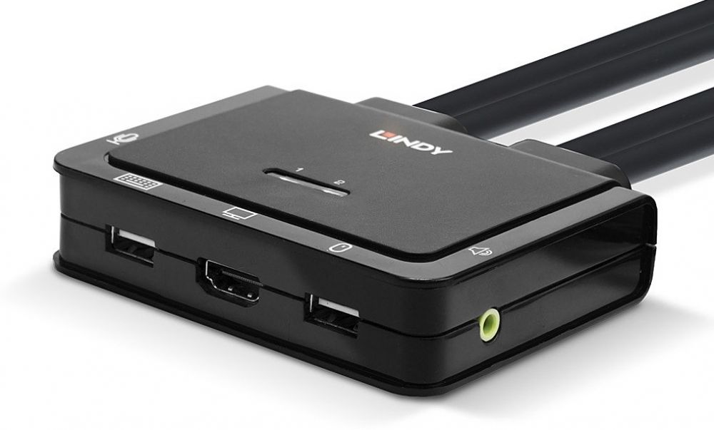 Lindy 2 Port HDMI 18G, USB Type C Cable KVM Switch