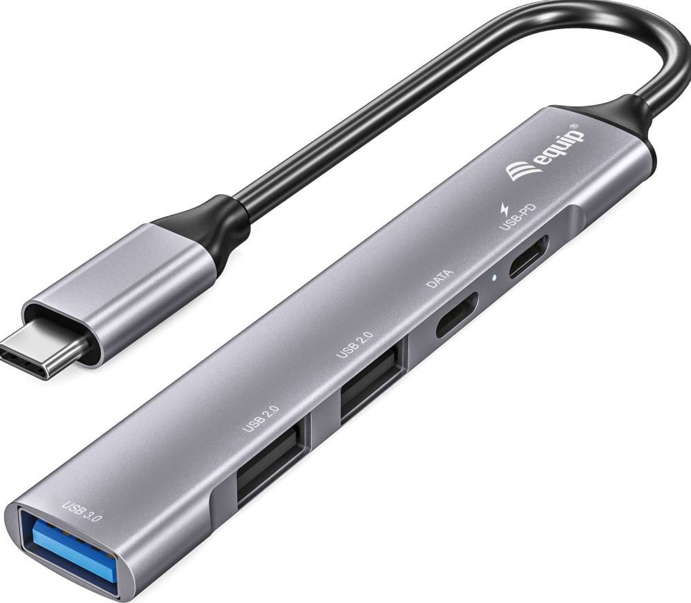 Equip USB-Hub 5-Port 3.0/C->1x3.0/2x2.0/1x3.0C/PD o.voeding