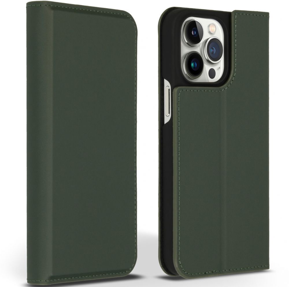 Accezz Premium Leather Slim Bookcase iPhone 14 Pro Max - Groen