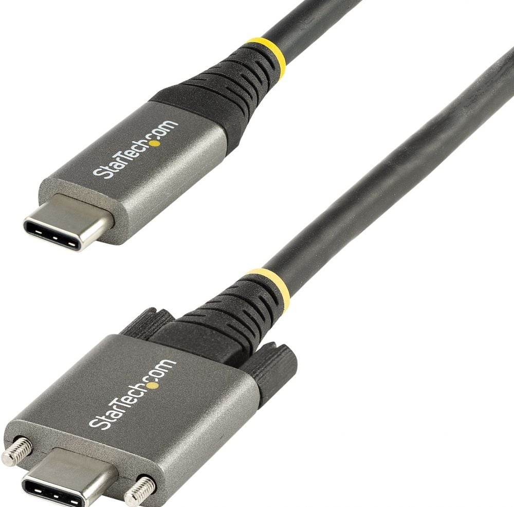 StarTech.com 1m Vergrendelbare USB-C Kabel met Zijschroef, 10Gbps, USB 3.13.2 Gen 2 Type-C Kabel, 100W (5A) Power Delivery, DP Alt Mode, Dual Screw