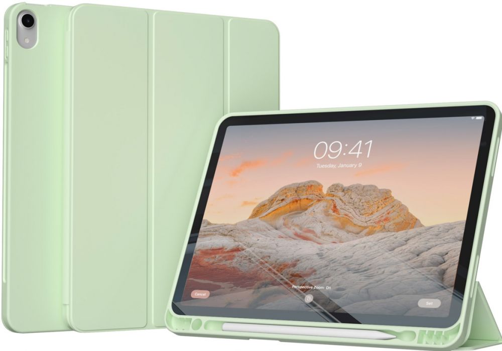 Accezz Smart Silicone Bookcase iPad Air 11 inch (2024) M2 / Air 5 (2022) / Air 4 (2020) - Lichtgroen
