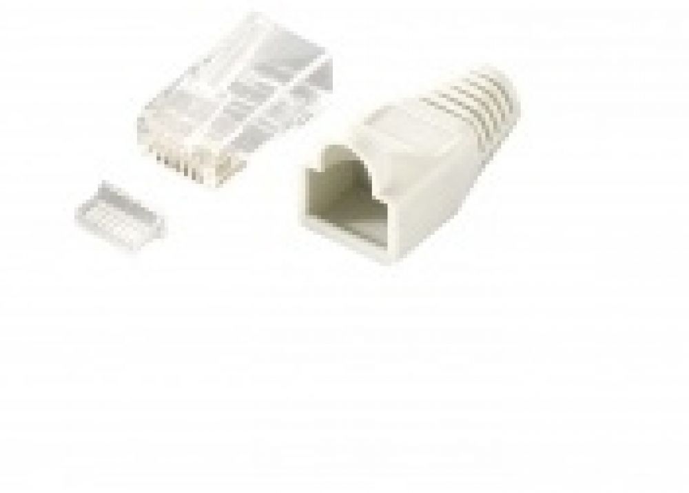 Equip 121175 Cat.6 RJ45 Connector 100pcs [UTP w/ insert bar & boot, grey]