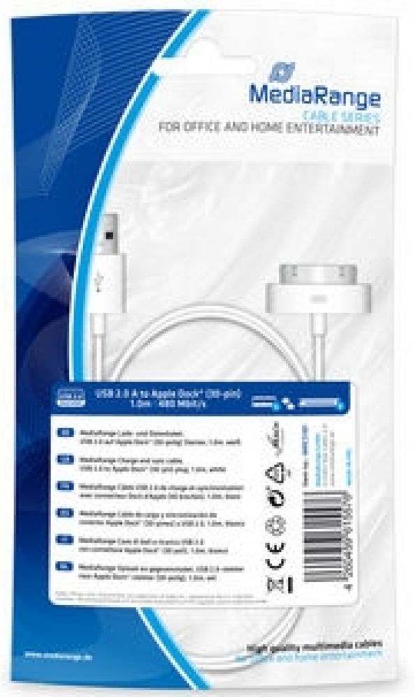 MEDIARANGE MediaRange Lade- & Datenk. USB 2.0 auf Apple Dock 1m