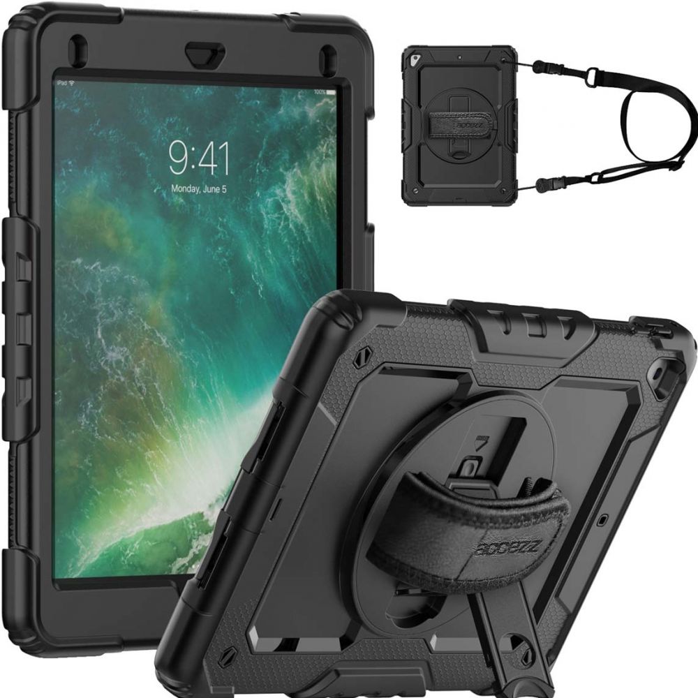 Accezz Rugged Backcover met schouderstrap iPad (2017 / 2018) - Zwart