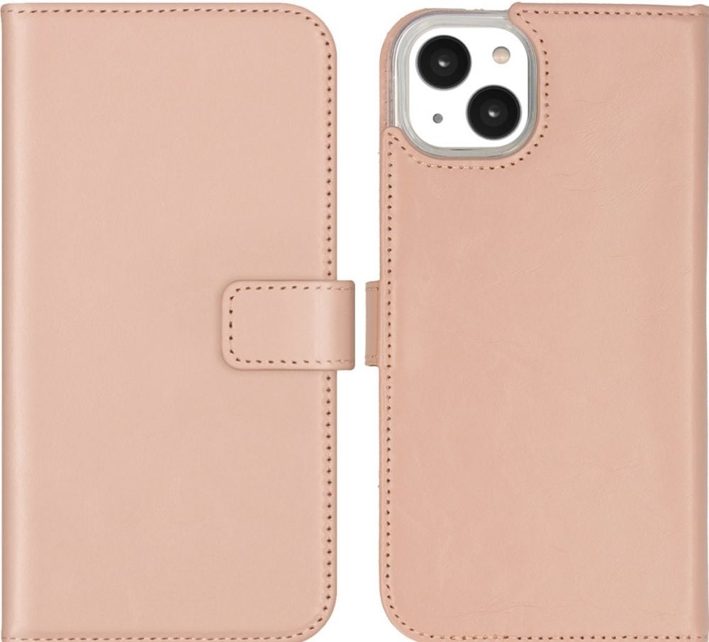 Selencia Echt Lederen Bookcase iPhone 14 Plus - Dusty Pink
