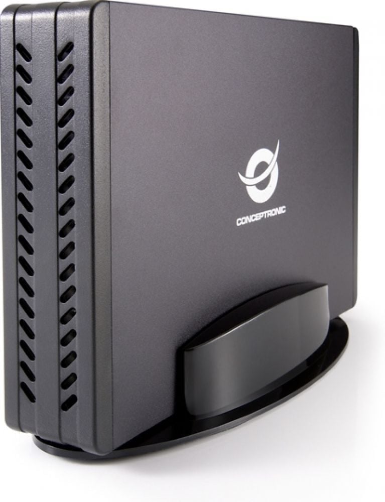 Conceptronic CHD3SU – Externe HDD-behuizing – 3.5" SATA – USB 2.0 – 480 Mbps – Aluminium – Inclusief voetstandaard – LED-indicator – 112,5×35×193mm -