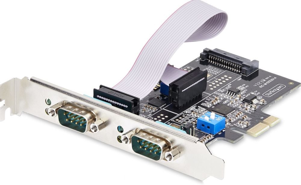 StarTech.com 2-Port Serial PCIe Card, Dual-Port PCI Express to RS232RS422RS485 (DB9) Serial Card, Low-Profile Brackets Incl., 16C1050 UART,