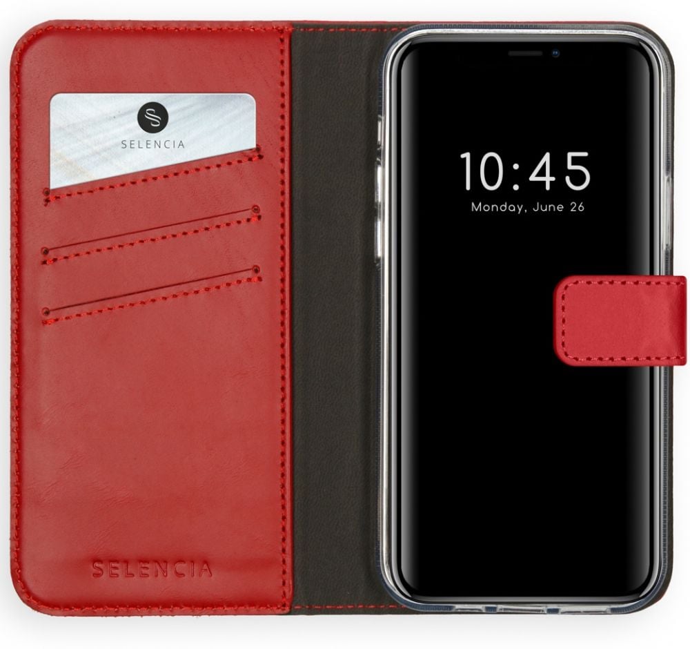 Selencia Echt Lederen Bookcase iPhone 12 Pro Max - Rood