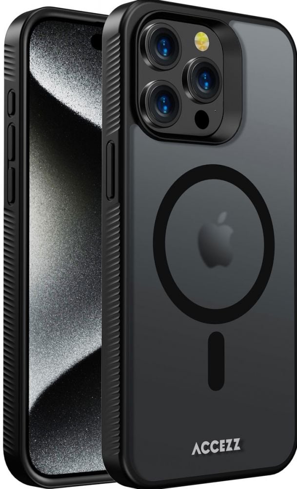 ACCEZZ Accezz Rugged Frosted Backcover met MagSafe iPhone 15 Pro Max - Zwart