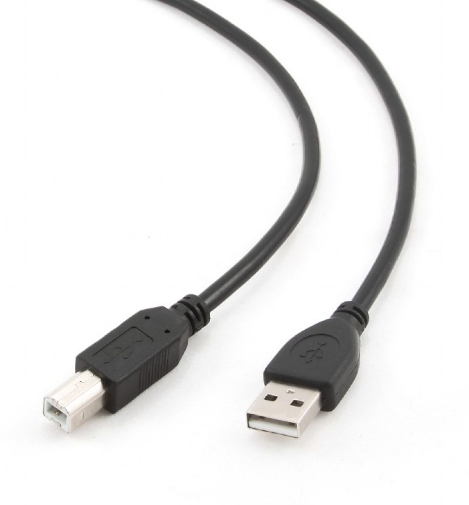 gembird USB 2.0 Kabel met Am- en BM-stekker, 1 m, zwart.