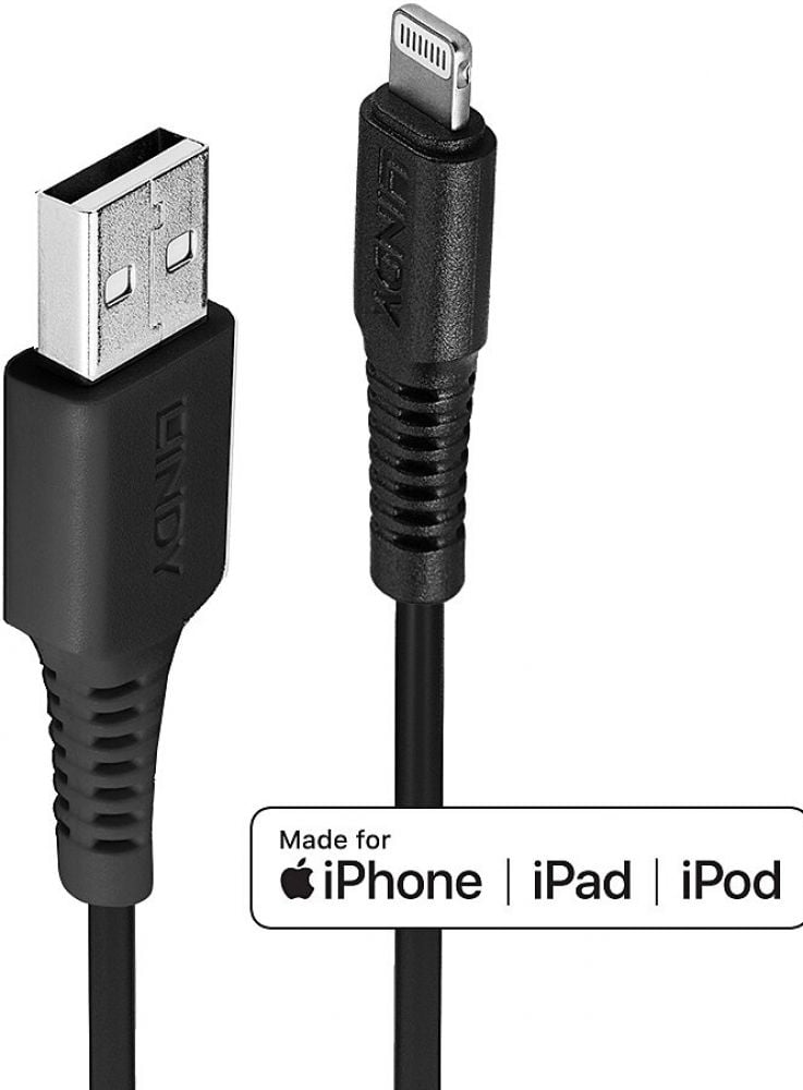 Lindy USB an Lightning Kabel zwart 3m